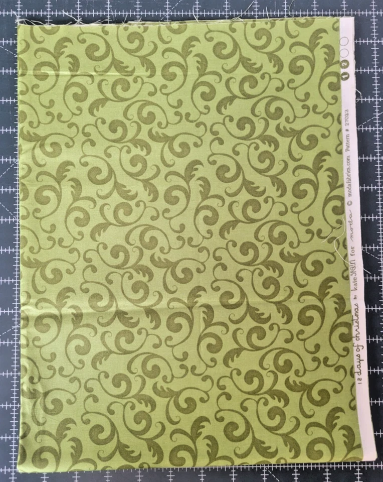 Moda Cotton Fabric Kate Spain 12 Days of Christmas #27023 Cotton Fabric Green - Image 3 of 3