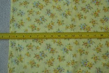 By 1/2 Yd, 36", Vintage 1940 s-60 s, Blue Green Floral on Yellow Cotton, M7257