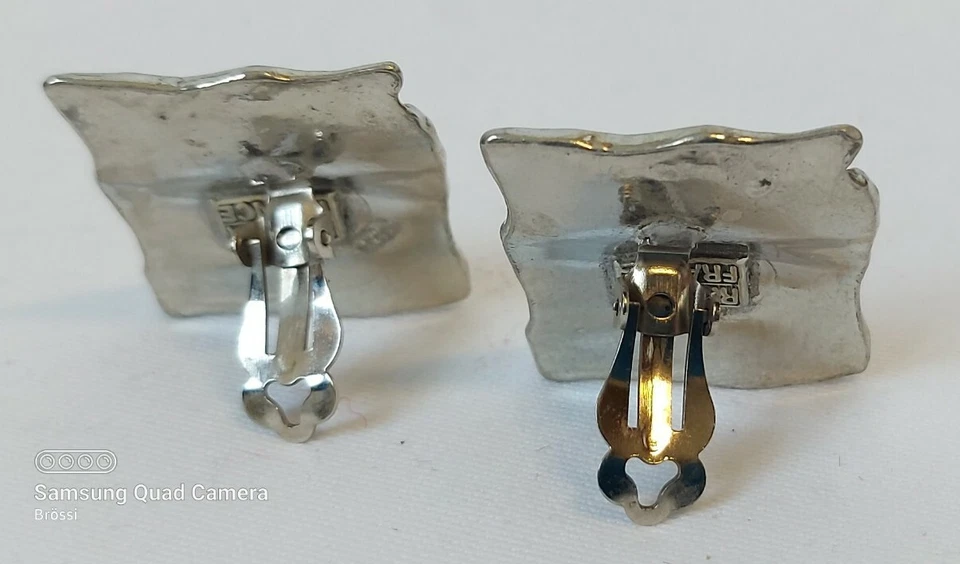 Modernist Rigaux France Ohrclips Designer Clips Versilbert - Bild 4 von 4