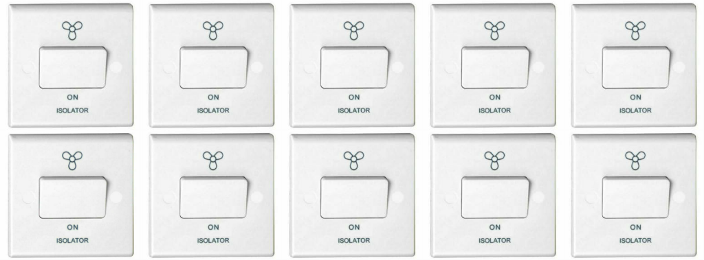 10 x Deta S1247 Fan Isolator Switches 10 Amp Triple Pole