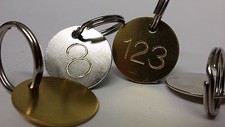 Key Ring Keyring Key Tags Engraved Personalised House Door Number 25mm Fob Brass
