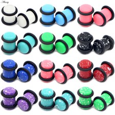 12PC/18PC Acrylic O-Ring Plug Set 14G-20MM Ear Gauge Kits Flesh Tunnels Piercing