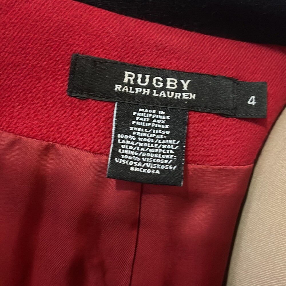 Rugby Ralph Lauren Red Black Trim Wool Military Jacket | eBay