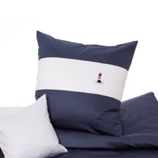 Lorena Maritim Bettwäsche Leuchtturm Uni Roter Sand, marineblau, 135x200cm