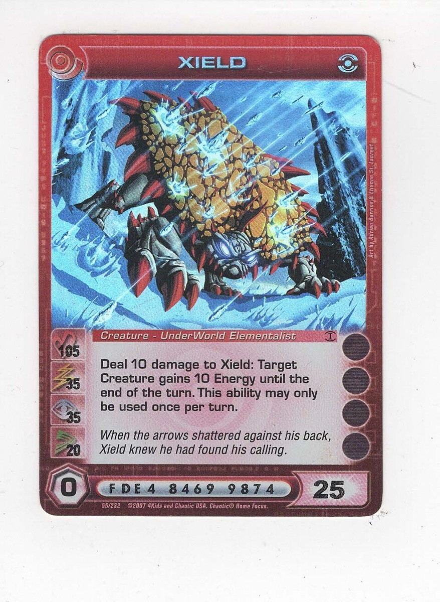 Chaotic creature card Underworld Xield Max Energy and Courage low