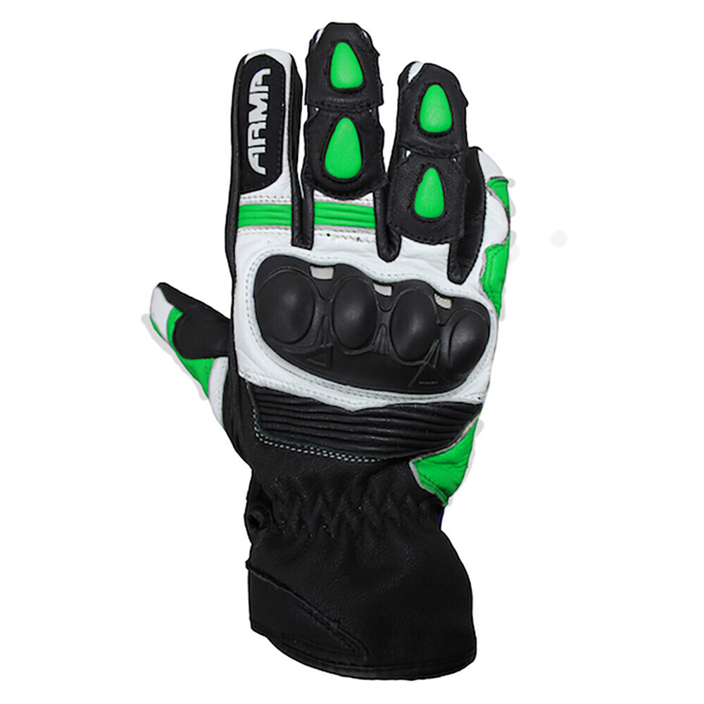 Armr Eyoshi SHL840 Leather Motorcycle Motorbike Gloves Black / Green