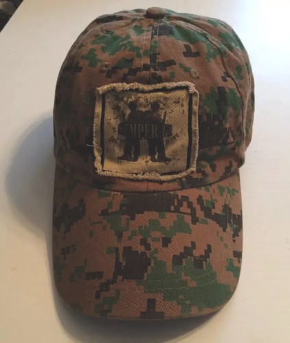 Digital Camo Cap Hat Semper Fi Camouflage Cloth Vellcro U S Marine Corp USMC - Picture 3 of 6