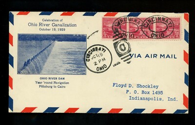 US FDC #681 Shockley M-13A 1929 Cincinnati OH Ohio River