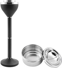 Standing outdoor ashtray tall metal cigarette receptacle black