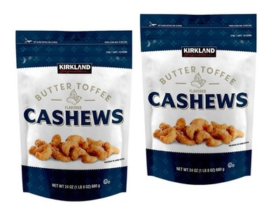 2-PACK Kirkland Butter Toffee Flavored Cashews 24 Oz Each Free Shipping 11/2026