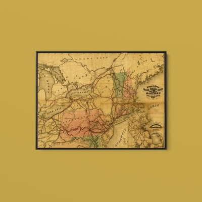 Vintage Maps - Eastern Railroad - Art Print on Paper or Canvas