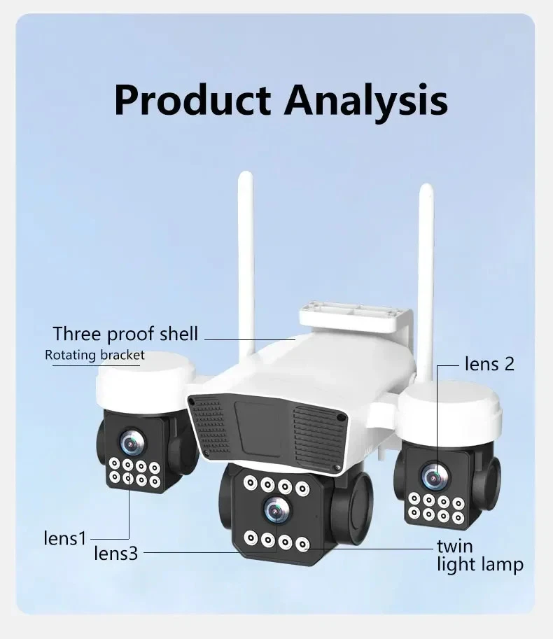6K Outdoor Security Camera CCTV 12MP PTZ Triple Lens Night Vision 10X Zoom - Image 2 of 4
