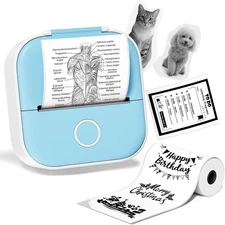 Phomemo T02 Thermal Photo Printer Print Pod Sticker Printer+1/3 Roll Labels Gift