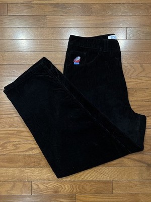 Polar Skate Co Big Boy Corduroy Pants Black Embroidered Logo Size L Portugal