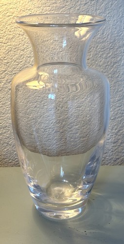 Vtg Simon Pearce Shelburne Medium Vase, hand-blown clear glass 10”h
