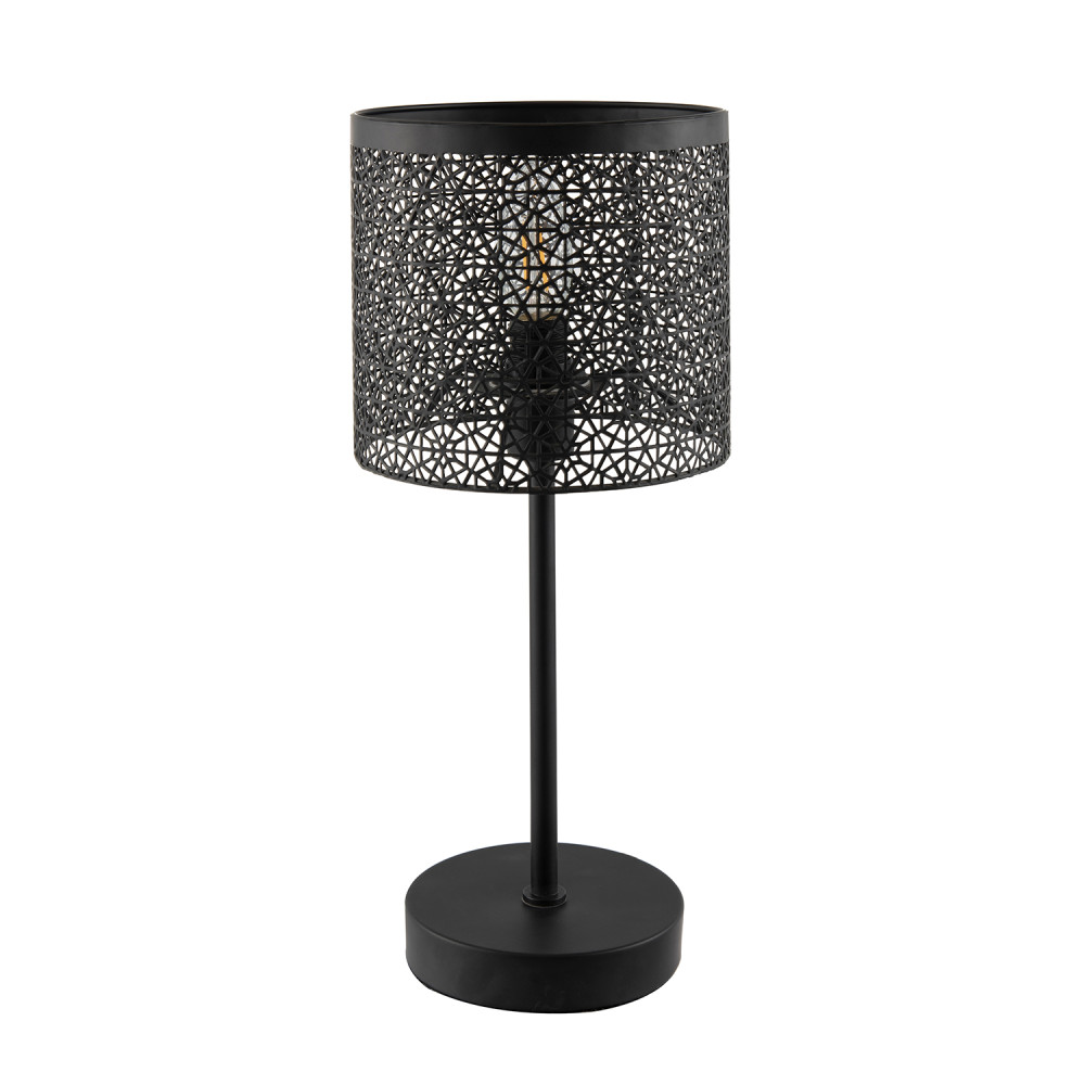 Classic Chic Moroccan Themed Matte Black Table Lamp with Inline Switch by Hap...