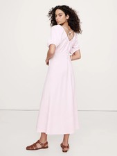 Banana republic Viscose-Linen Ruched Long Midi Dress LILAC Sz 4 NWT #748673