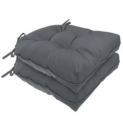 2 PCS Wolfbird Tufted Shredded Foam Dining Chair Cushions Grey 16.5x16.5x4 In