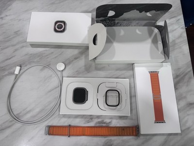 Apple Ultra Titanium Case Orange Loop Watch Excellent 