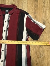 Nuon Shirt, Men's Size Small, Red Black White, Striped, Short Sleeve Button Up