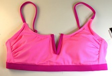 SALT COVE Juniors V-Wire Ribbed Bikini Top Size Medium Pink