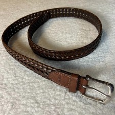 Braided Leather Belt Mens 34 Brown Woven Casual Western Style Belt