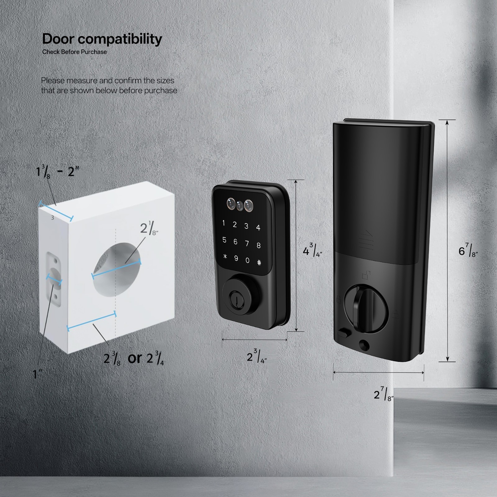 Black Smart Lock with Palm Vein Recognition - Smart Lock, Facial Recognition