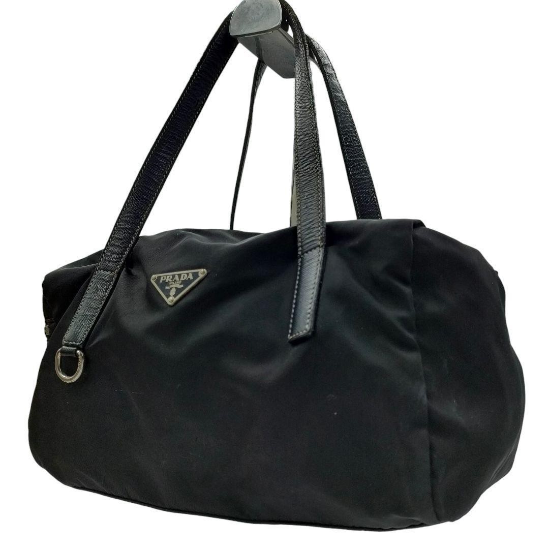 Prada Mini Boston Bag Black Nylon with Triangle Logo Japan Import