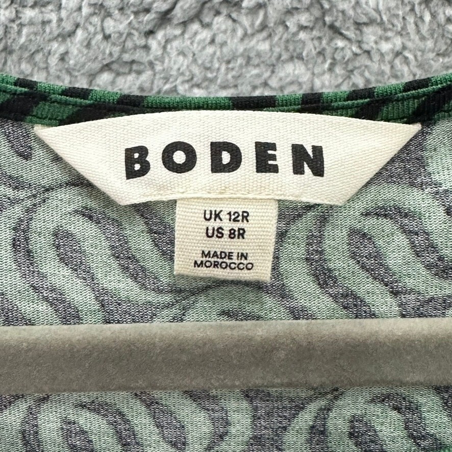 Boden NWOT Abigail Green Long Sleeve Jersey Dress in Black Ribbon Wave Stretch image 5