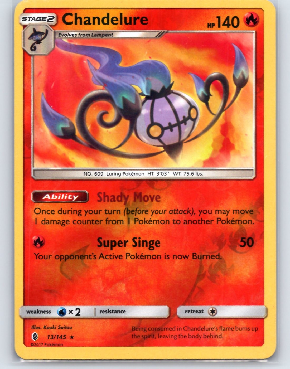 Chandelure 13/145 Holo Rare Guardians Rising Pokemon Reverse Holo MP