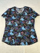 Disney Winnie the Pooh Eeyore Floral Women's Size Medium V-Neck Scrub Top