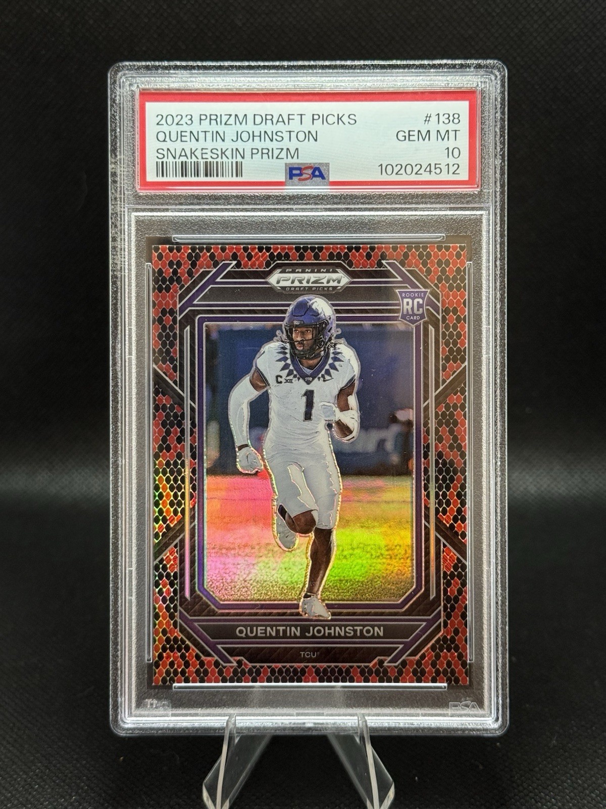 2023 Panini Prizm Draft Picks Quentin Johnston #138 Snakeskin Prizm (RC) PSA 10