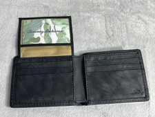 Tommy Bahama Men's Black Genuine Leather Bifold Wallet ID Window Slim