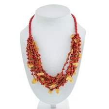 Estate Columbian "Toca" Wooden Bead Amber Hand Knotted Necklace 17"-20"