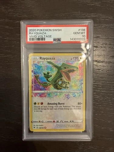Rayquaza Holo PSA 10 Gem Mint Vivid Voltage Rare Holo Card 138/185 Swsh04