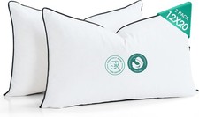 Goose Feather Down Throw Pillow Inserts 12x20 Inch, Set of 2 100 Organic