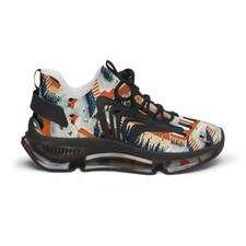 Zapatillas deportivas de malla para mujer con estampado de arquitectura abstracta zapatos ligeros naranja azul
