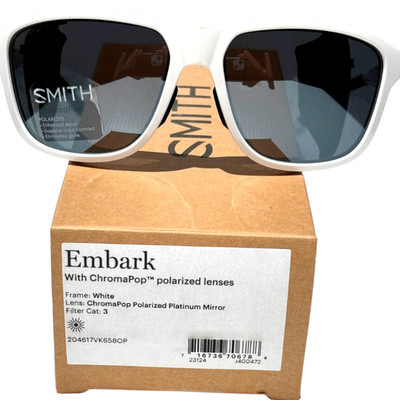 Smith Embark ChromaPop Polarized Sunglasses White Platinum Mirror Lens New