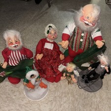 Vintage 60’s Annalee Mobilitee ChristmasLot 6 Santa Mrs Claus Reindeer Angel Set