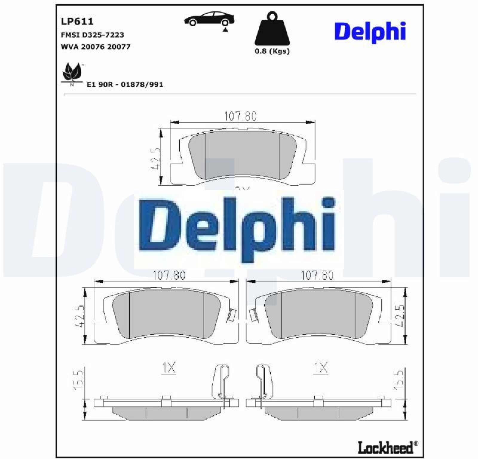 Delphi LP611 Bremsbelag - (4-teilig) | Kompatibel mit: LEXUS ES, RX, TOYOTA AVENSIS, AVENSIS Kombi, AVENSIS Liftback, CAMRY, CAMRY, CAMRY Kombi, CAMRY Kombi - Bild 2