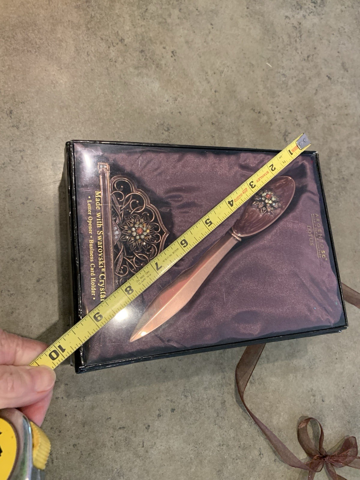 Argento Sc Lotus made w/Swarovski Crystals Office set NIB