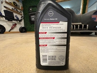 1) GENUINE OEM Nissan Synthetic 0W-20 Motor Oil (999PK-000W20N