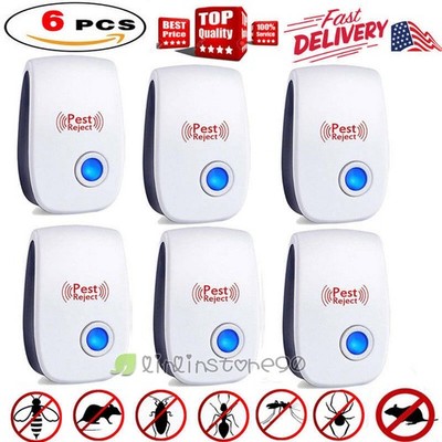 6XPest Reject Pro Ultrasonic Repeller Home Bed Bug Mites Spider Defender Roaches