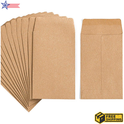 100 Pack Small Coin Envelopes Self-Adhesive Kraft Paper Seed Envelopes Mini P...