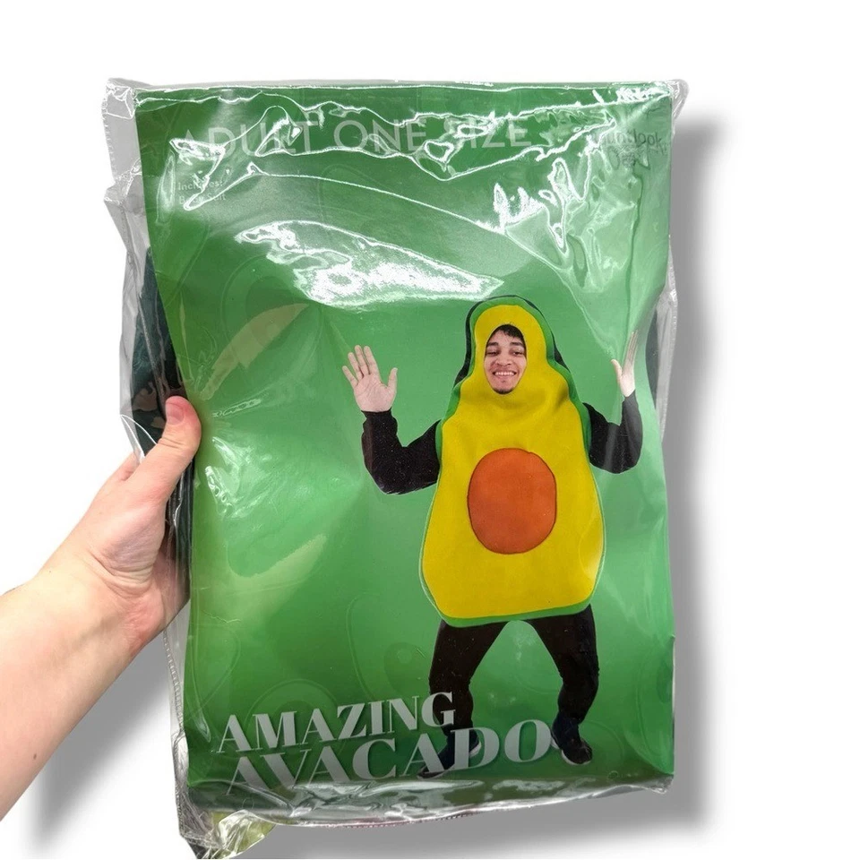Increíble Disfraz de Aguacate Adulto Talla Única Verde Comida Túnica Halloween Foto 4 de 4