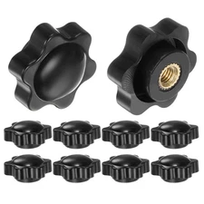 10pcs Star Knobs M5 Thread 25mm Head Non-Through Hole Clamping Handles Black