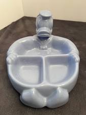 Vtg 1940s Hankscraft Donald Duck Ceramic Divided Baby Warming Food Dish Plate