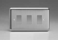 Modular Grid Classic Brushed Chrome 3 Modular Gang Plate Without Yoke - XSPG3