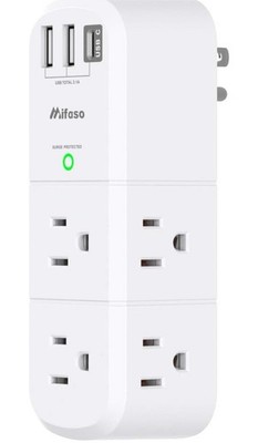 Outlet Extender with Rotating Plug, Mifaso Surge Protector 6 AC Multi Plug Wall