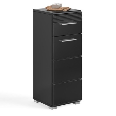 Unterschrank LINUS - schwarz-schwarz Hochglanz - 80 cm hoch